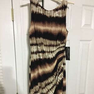 Elegant Brown Tie-Dye Dress
